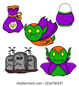 Halloween character illustration vector bundle