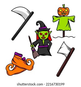 Halloween character illustration vector bundle