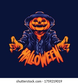 halloween character jack o lantern illustration