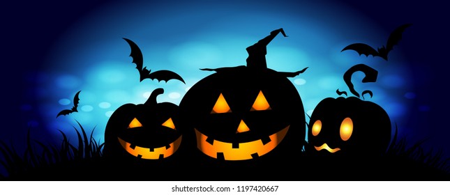 Halloween character and lettering element pumpkin design for banner Backgrounds
