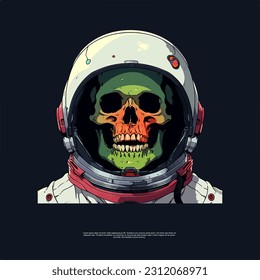 Personaje de Halloween Imágenes de arte de vector de cabeza zombi astronauta psicodélica 