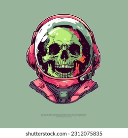 Halloween Character Psychedelic astronaut zombie head vector art illustrations 