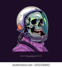 Halloween Character Psychedelic astronaut zombie head vector art illustrations