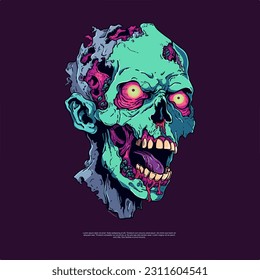 Las ilustraciones psicodélicas del arte de los vectores de cabeza zombies son una mezcla fascinante de colores vivos y detalles inquietantes. Ellos evocan una sensación de fascinación de otro mundo y muestran una fascinación única y cautivadora