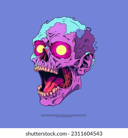 Las ilustraciones psicodélicas del arte de los vectores de cabeza zombies son una mezcla fascinante de colores vivos y detalles inquietantes. Ellos evocan una sensación de fascinación de otro mundo y muestran una fascinación única y cautivadora