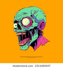 Halloween Character Psychedelic Zombie head vector art illustrations are a mesmerizing blend of vibrant colors and eerie details. They evoke a sense of otherworldly fascination and showcase a unique