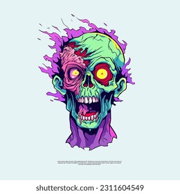 Las ilustraciones psicodélicas del arte de los vectores de cabeza zombies son una mezcla fascinante de colores vivos y detalles inquietantes. Ellos evocan una sensación de fascinación de otro mundo y muestran una fascinación única y cautivadora