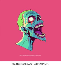 Las ilustraciones psicodélicas del arte de los vectores de cabeza zombies son una mezcla fascinante de colores vivos y detalles inquietantes. Ellos evocan una sensación de fascinación de otro mundo y muestran una fascinación única y cautivadora