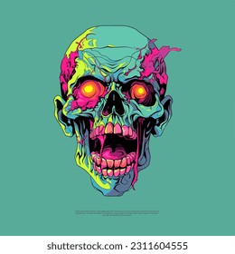 Halloween Character Psychedelic Zombie head vector art illustrations are a mesmerizing blend of vibrant colors and eerie details. They evoke a sense of otherworldly fascination and showcase a unique