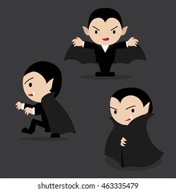 Halloween Character Set Cute Dracula Cartoon Vector Illustration