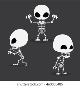 Halloween Character Set Cute Skeleton Cartoon Vector Illustration
