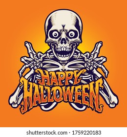 halloween character skeleton skull illustration