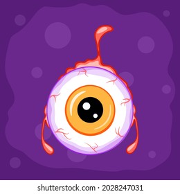 Halloween character, Halloween spooky eyeball, halloween cartoon character. For Happy Halloween party, poster, banner, card. Trick or Treat eyeball for kids. Vector illustration.