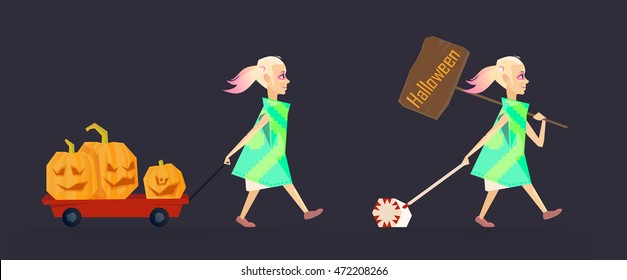 Halloween character  two set.Vector illustration.