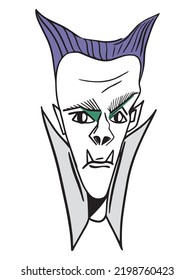 Halloween character. Vampire portrait vector illustration.