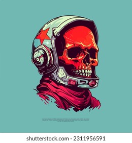 Ilustraciones de arte vector cráneo Astronauta