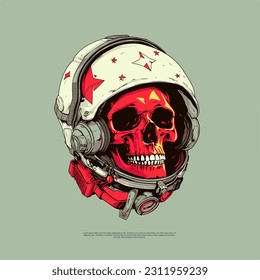 Halloween Character Vector Art illustrations Skull Astronaut with Skull inside helmet