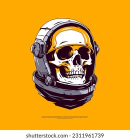 Halloween Character Vector Art illustrations dead Astronaut with Skull inside helmet