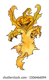 Halloween character vector design, pumpkin monster vector. - Vector