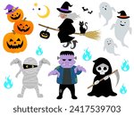 Halloween character vector illustration set