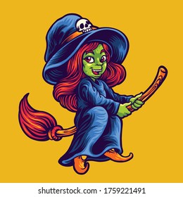 halloween character the witch illustration