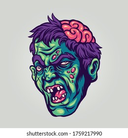 halloween character zombie illustration vector design
