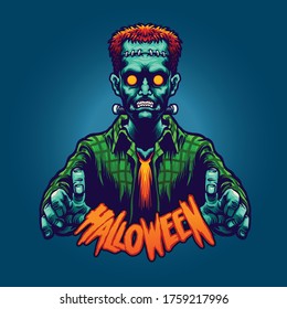 halloween character zombie illustration vector design