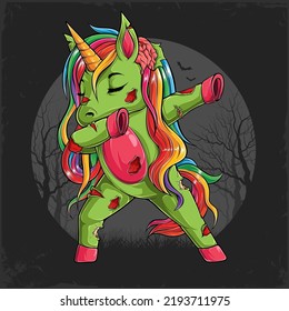 Halloween character Zombie Unicorn doing dabbing dance, dabbing undead unicorn Dab movement svg