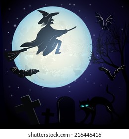 Halloween characters in full moon nights