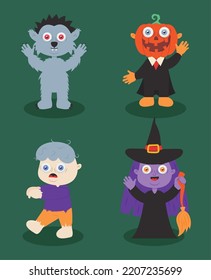 halloween characters icon collection design