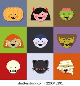 Halloween characters icon set