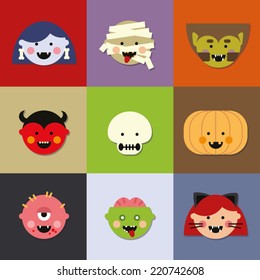 Halloween characters icon set