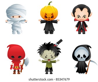 Halloween characters icon set