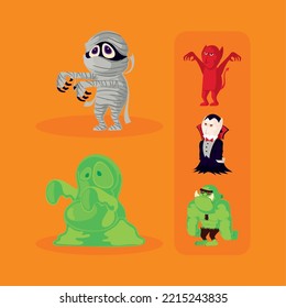 halloween characters, icon set design