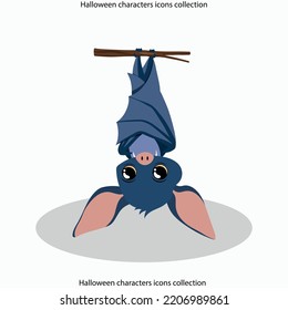 Halloween characters icons collection bats sketch