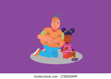 Halloween characters - An illustration of a fat boy soothing his friend. This character illustration can use as a sticker also.