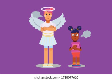 Halloween characters - An illustration of girls mad each other. This character illustration can use as a sticker also.