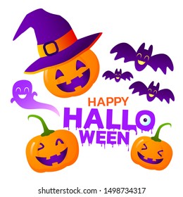 Halloween characters, Jack O Lantern, Happy halloween poster.