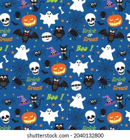 Halloween characters pattern for halloween greeting card or gift wrap