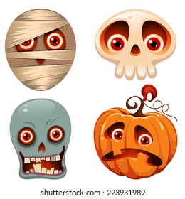 Halloween characters with red googly eyes