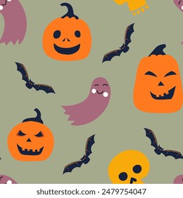 Halloween Characters Seamless Pattern Vector