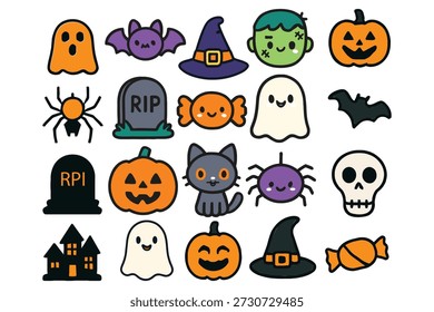 Personajes y símbolos de Halloween sombrero de bruja fantasma