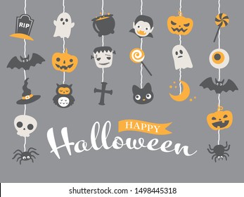 Halloween characters that can be hung on a spider thread.