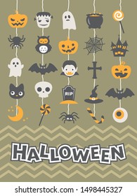 Halloween characters that can be hung on a spider thread.