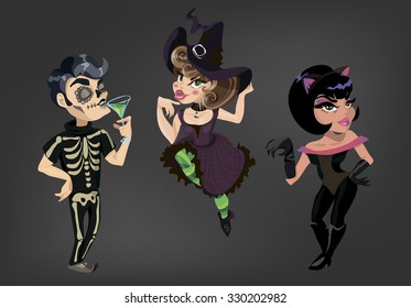 Halloween characters vector illustration