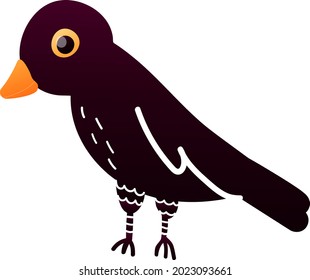 Halloween charactrer in cartoon style crow, autumn symbol, design element, bird isolated on white background