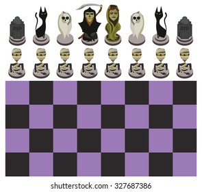 Halloween chess pieces on a white background. Vector illustration