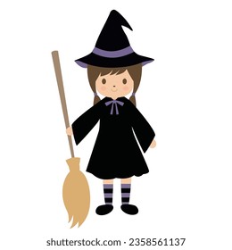 Halloween child wearing a witch costume