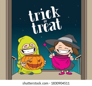 Halloween - Children in costume, trick or treat