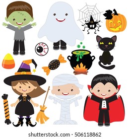 Halloween children vector cartoon illustration